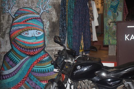 There are signs of the Biennale all around Fort Cochin.