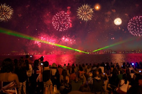 The amazing laser and firework display at Perth Skyworks. 