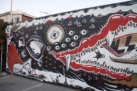Big crazy fish in the carpark opposite the Train Station in Fremantle.