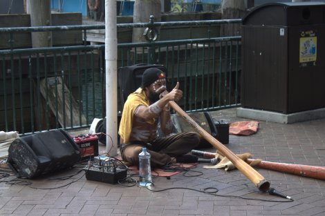 Digderidoo artist at the Quays.
