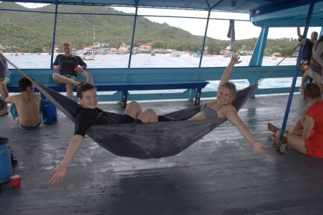 The hammock on the Crystal Dive Boat was great after a morning of trying to pull yourself back on board in the waves.